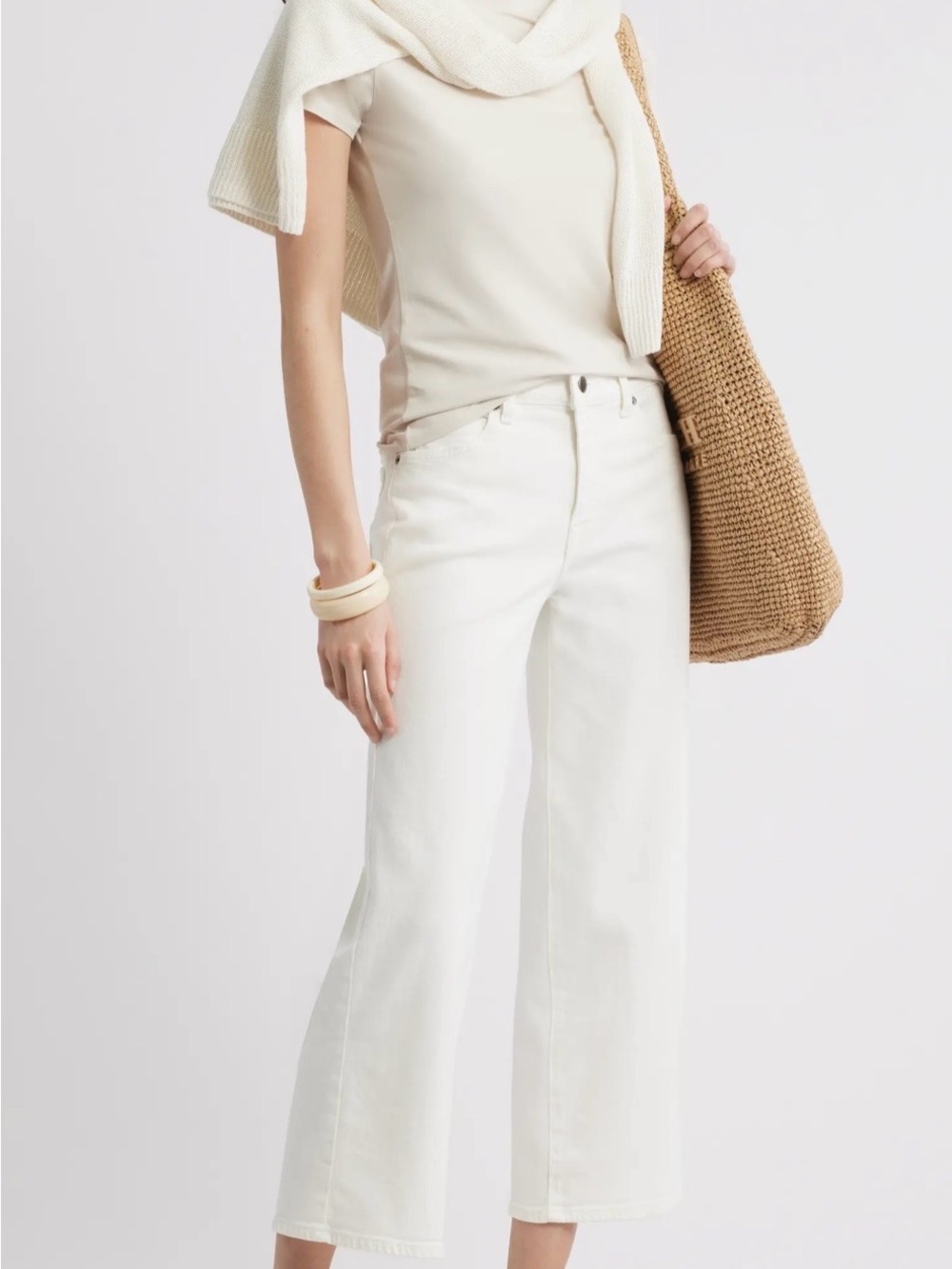 Nordstrom NWT High Rise White Jeans Virginia 29R Wide Leg Jeans Preppy Classic